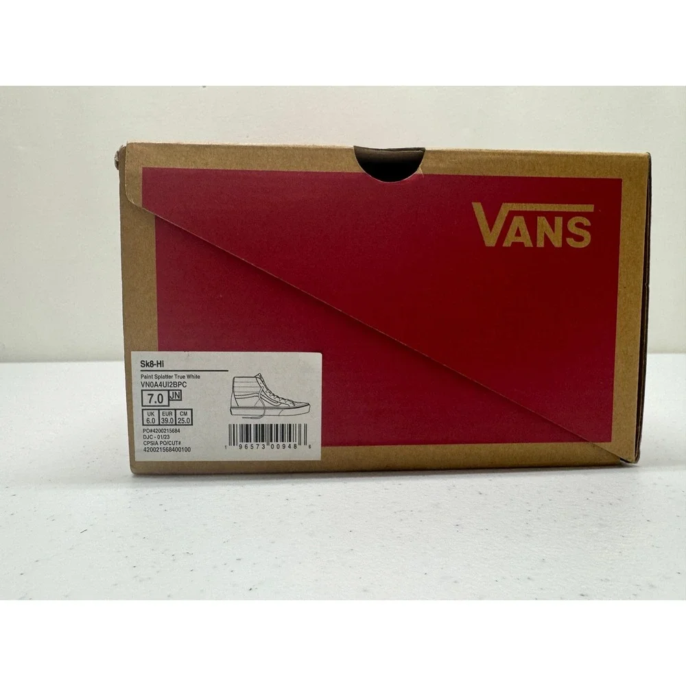 Vans Sk8-Hi Womens 7 White Paint Splatter True White High Top Sneakers